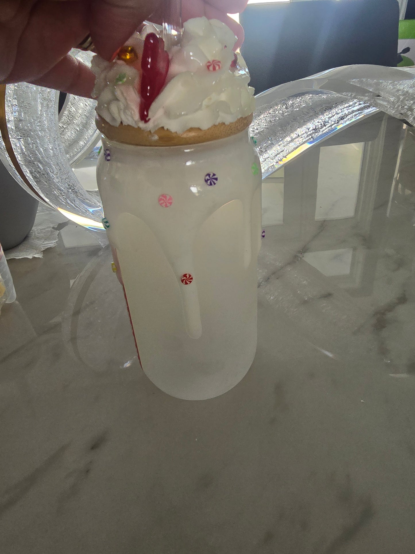 Candy cane glass tumbler