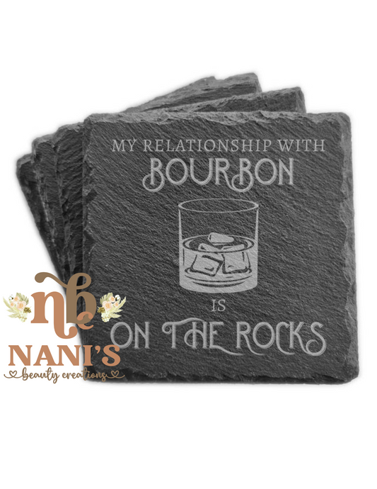 Bourbon on the rocks Slate coasters - set of 4
