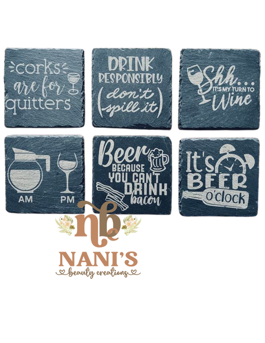 Corks are for quitters slate coasters - set of 6