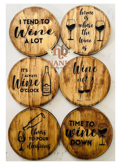Wood Personalized coasters - set of 6